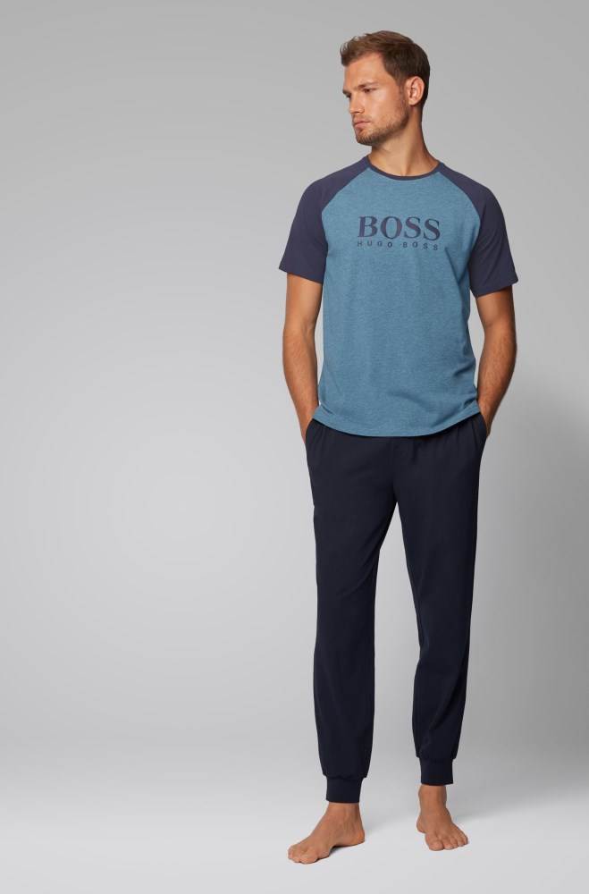 Hugo Boss Raglan-sleeve pyjama T-shirt Blå | jHXBlRYO