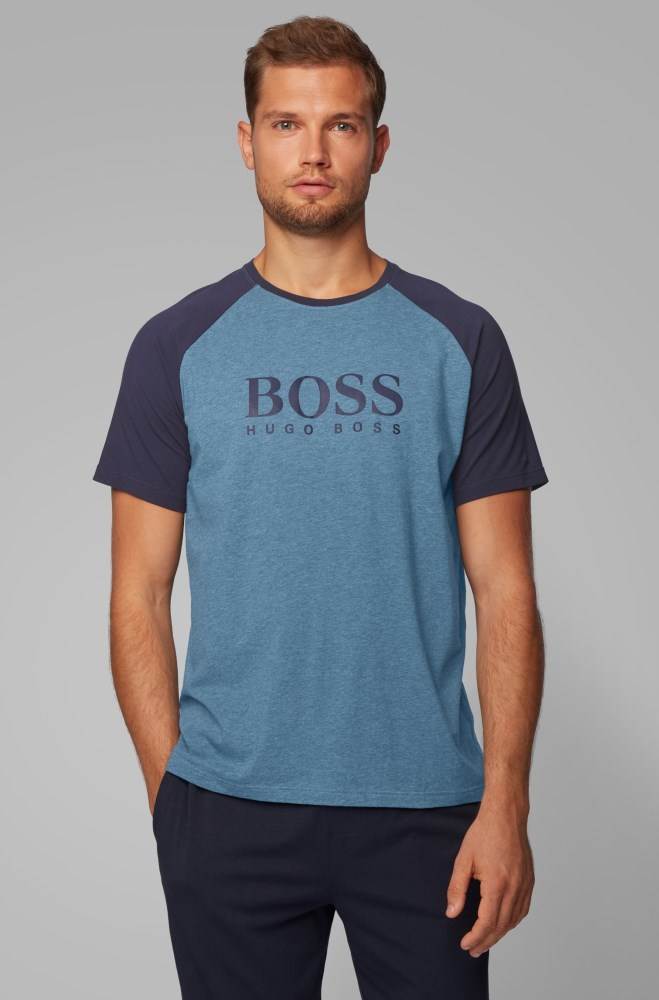 Hugo Boss Raglan-sleeve pyjama T-shirt Blå | jHXBlRYO