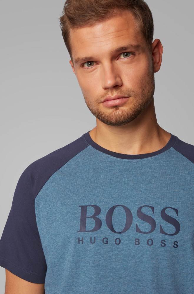 Hugo Boss Raglan-sleeve pyjama T-shirt Blå | jHXBlRYO