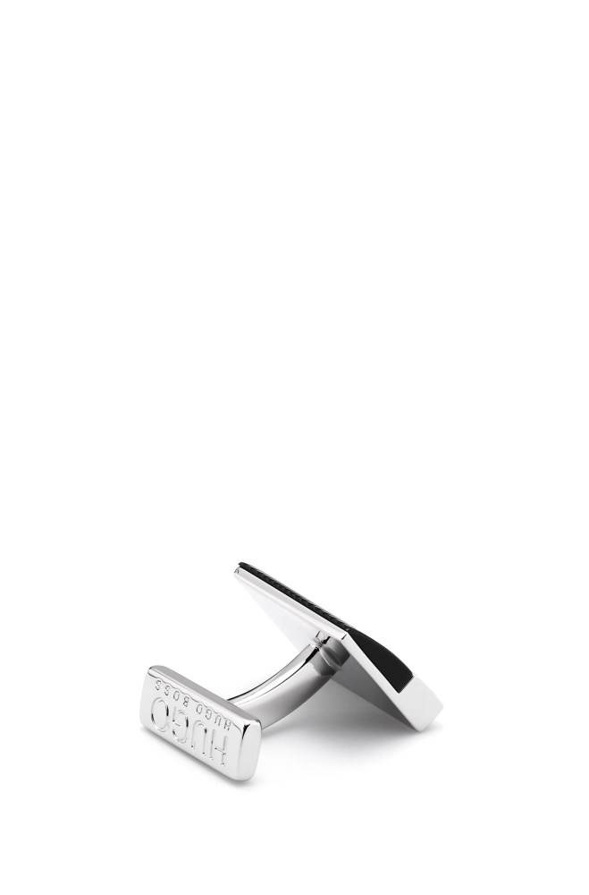 Hugo Boss Rectangular logo cufflinks Svarte | B9qNdfHT