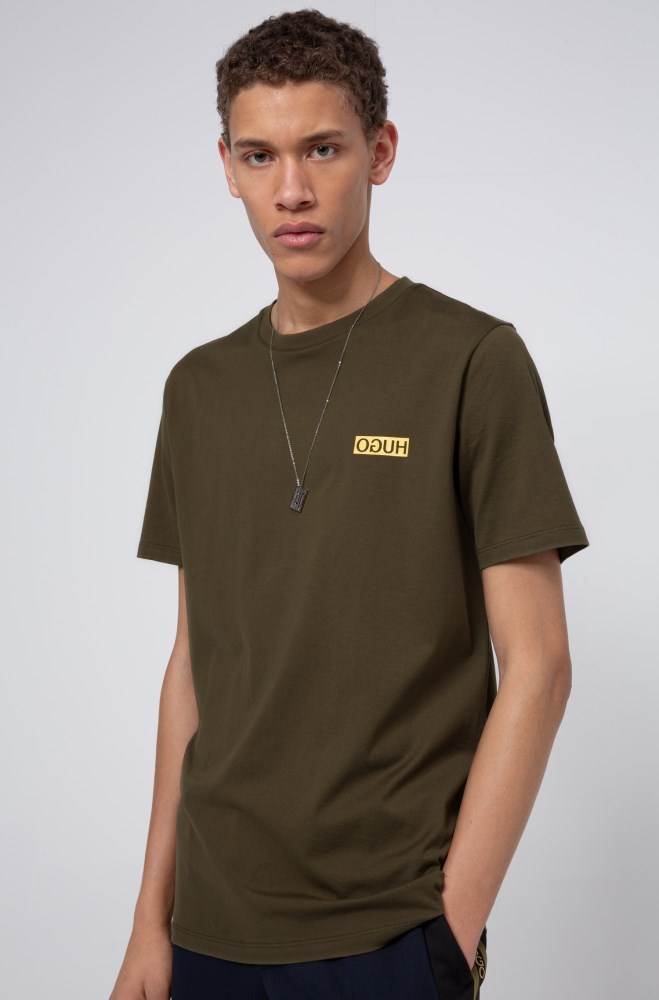 Hugo Boss Regular-fit T-shirt Khaki | siFvt5wG