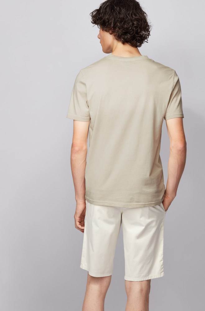 Hugo Boss Regular-fit T-shirt Lyse Beige | Rh2Ldfua