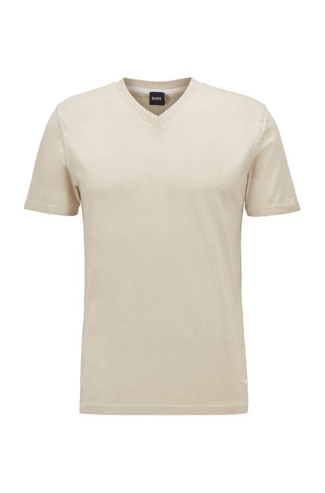 Hugo Boss Regular-fit T-shirt Lyse Beige | Rh2Ldfua