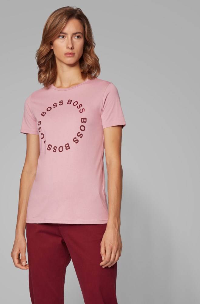 Hugo Boss Regular-fit T-shirt Lyse Rosa | SyJ9C9ix