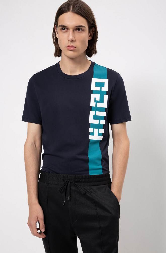 Hugo Boss Regular-fit T-shirt Mørke Blå | xMdsStCQ