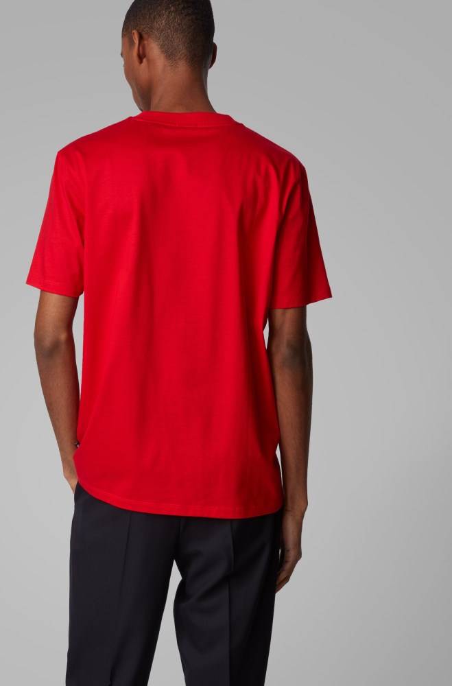 Hugo Boss Regular-fit T-shirt Rød | lIQD1aWJ