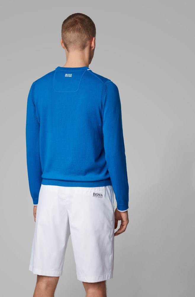 Hugo Boss Regular-fit V-neck sweater Blå | ESOnKKJ4