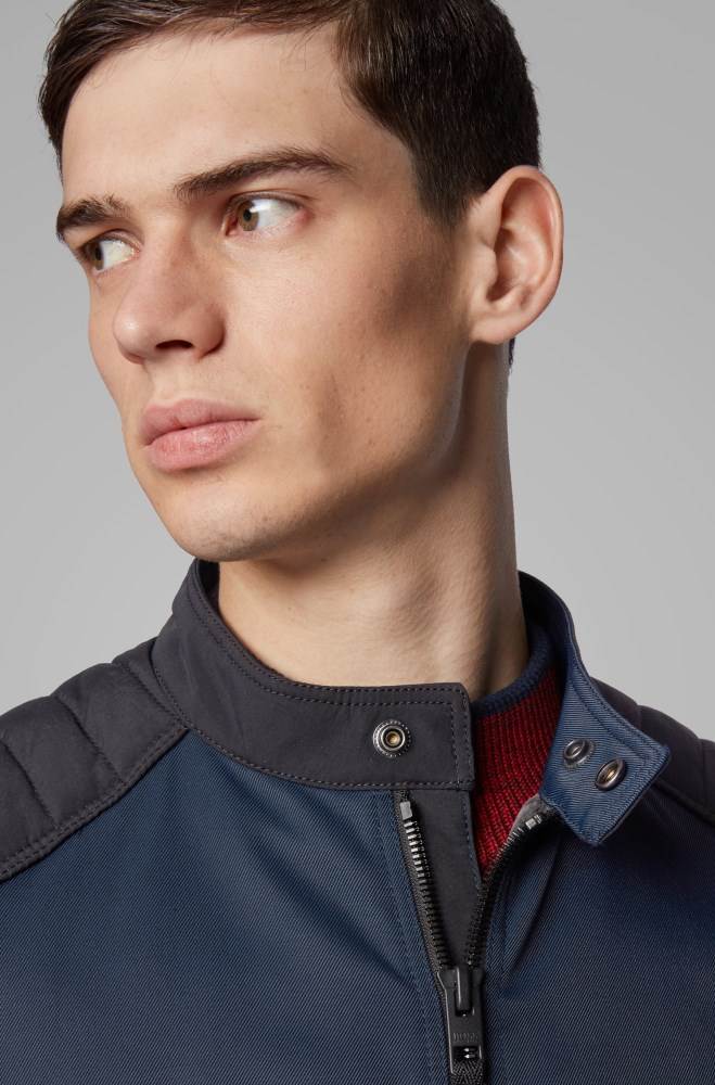 Hugo Boss Regular-fit biker jacket Mørke Blå | 0SGrh15z