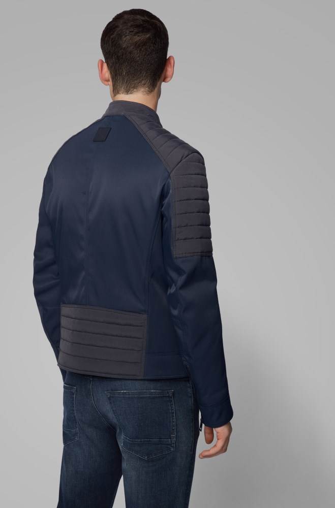 Hugo Boss Regular-fit biker jacket Mørke Blå | 0SGrh15z