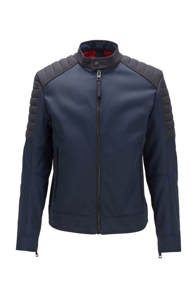 Hugo Boss Regular-fit biker jacket Mørke Blå | 0SGrh15z