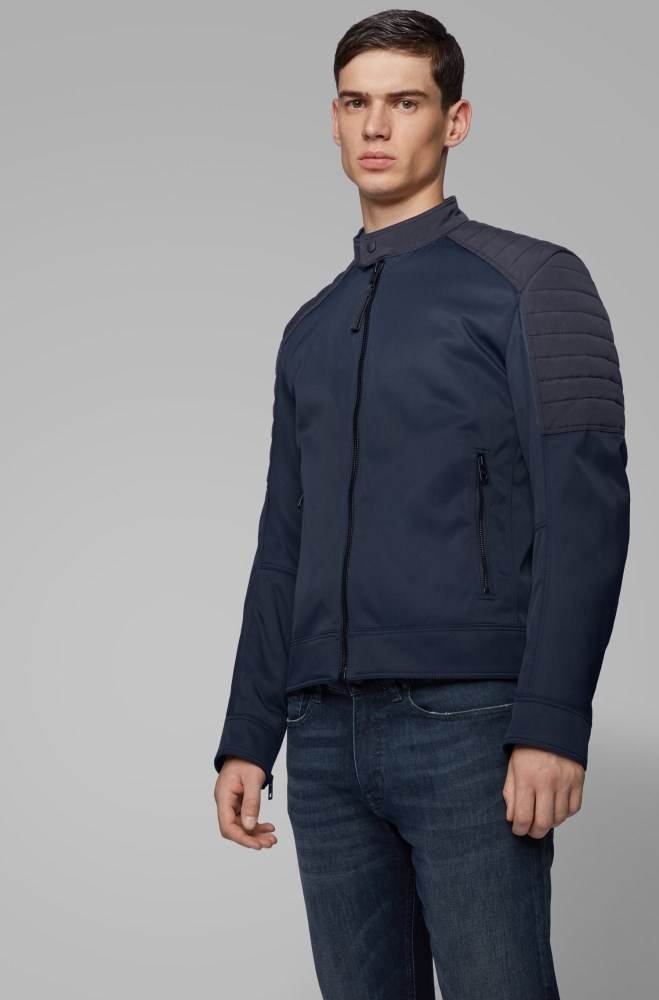 Hugo Boss Regular-fit biker jacket Mørke Blå | 0SGrh15z