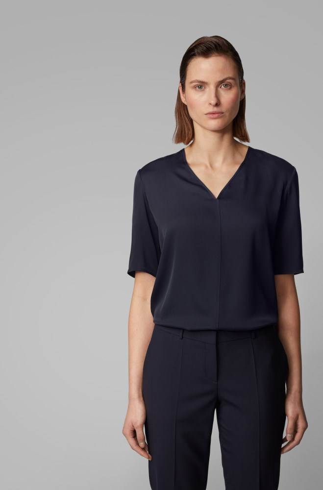 Hugo Boss Regular-fit blouse Mørke Blå | r0wKZkXi