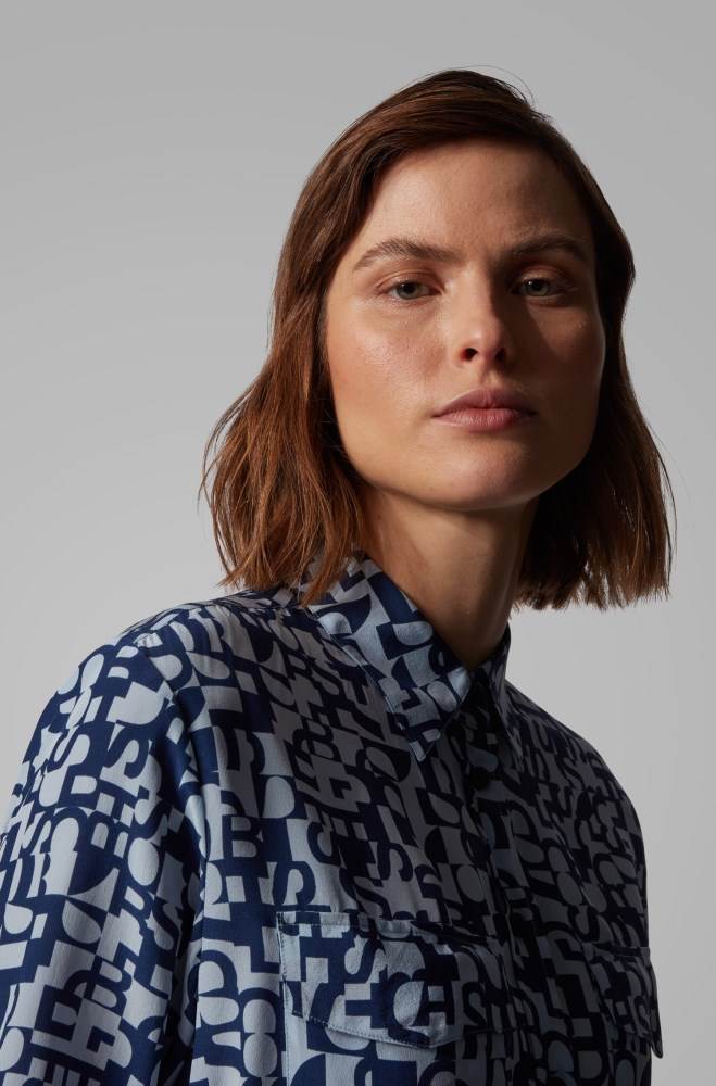 Hugo Boss Regular-fit blouse Patterned | HRbw22nU