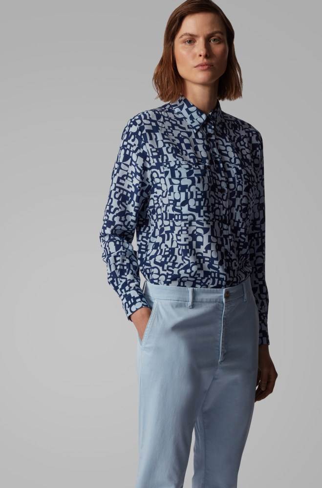 Hugo Boss Regular-fit blouse Patterned | HRbw22nU