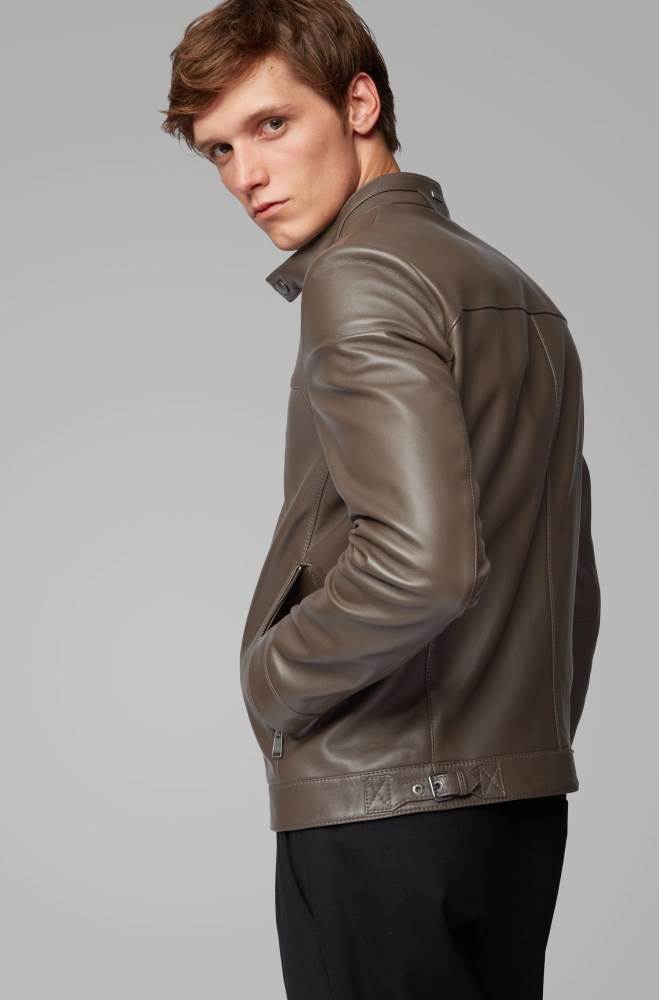 Hugo Boss Regular-fit blouson-style jacket Mørke Brune | 3gTwHxPS