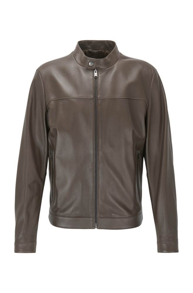 Hugo Boss Regular-fit blouson-style jacket Mørke Brune | 3gTwHxPS