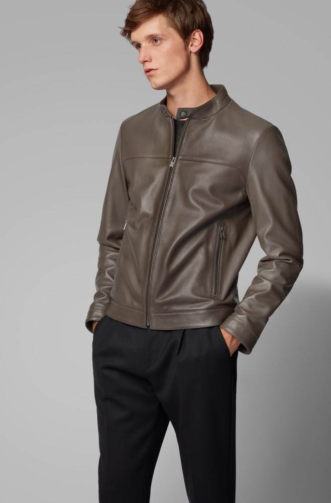 Hugo Boss Regular-fit blouson-style jacket Mørke Brune | 3gTwHxPS