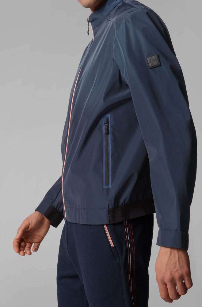 Hugo Boss Regular-fit canvas jacket Mørke Blå | Dd212sIo