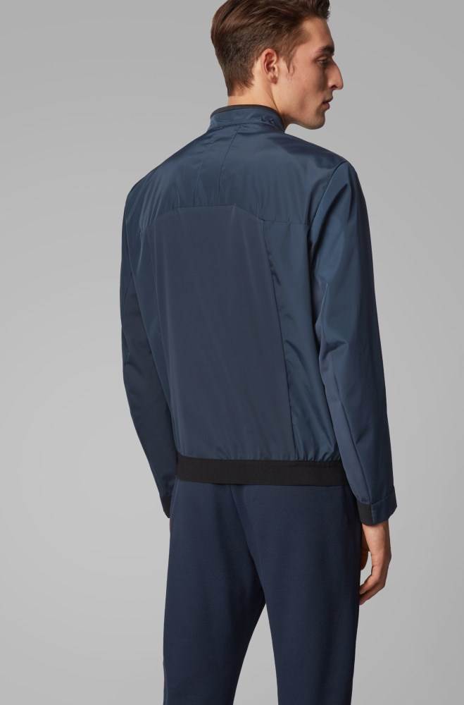 Hugo Boss Regular-fit canvas jacket Mørke Blå | Dd212sIo