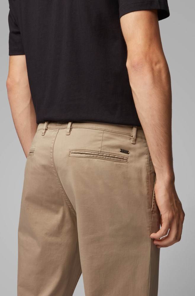 Hugo Boss Regular-fit casual chinos Beige | LqWsCx4i