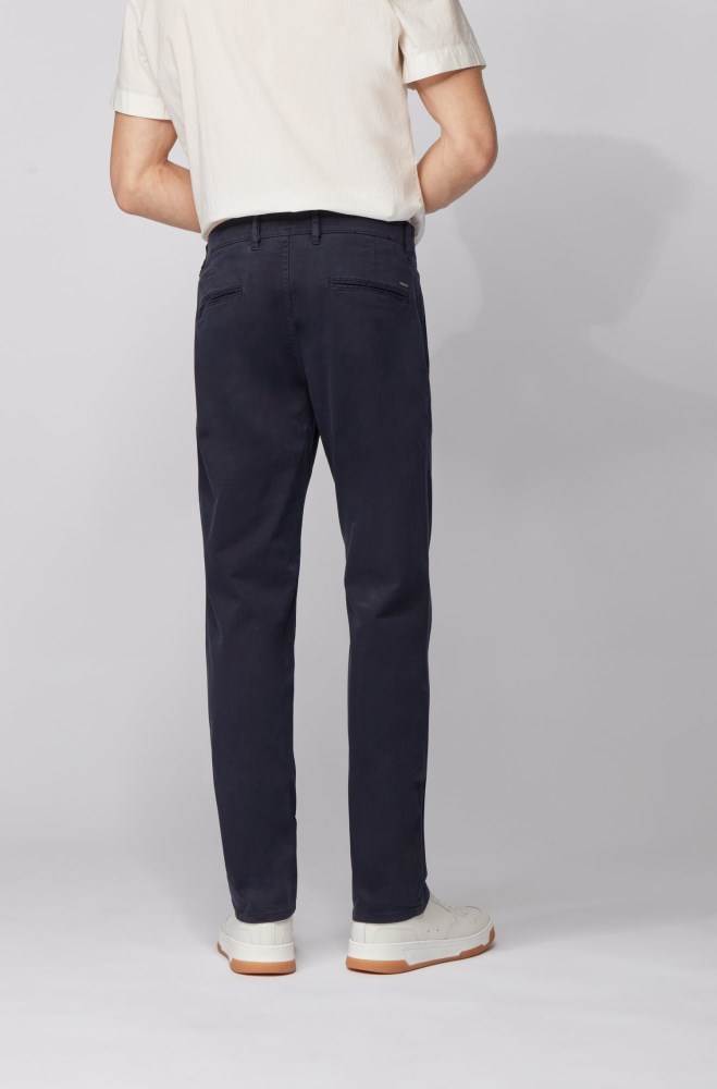 Hugo Boss Regular-fit casual chinos Mørke Blå | vP2cS3KM