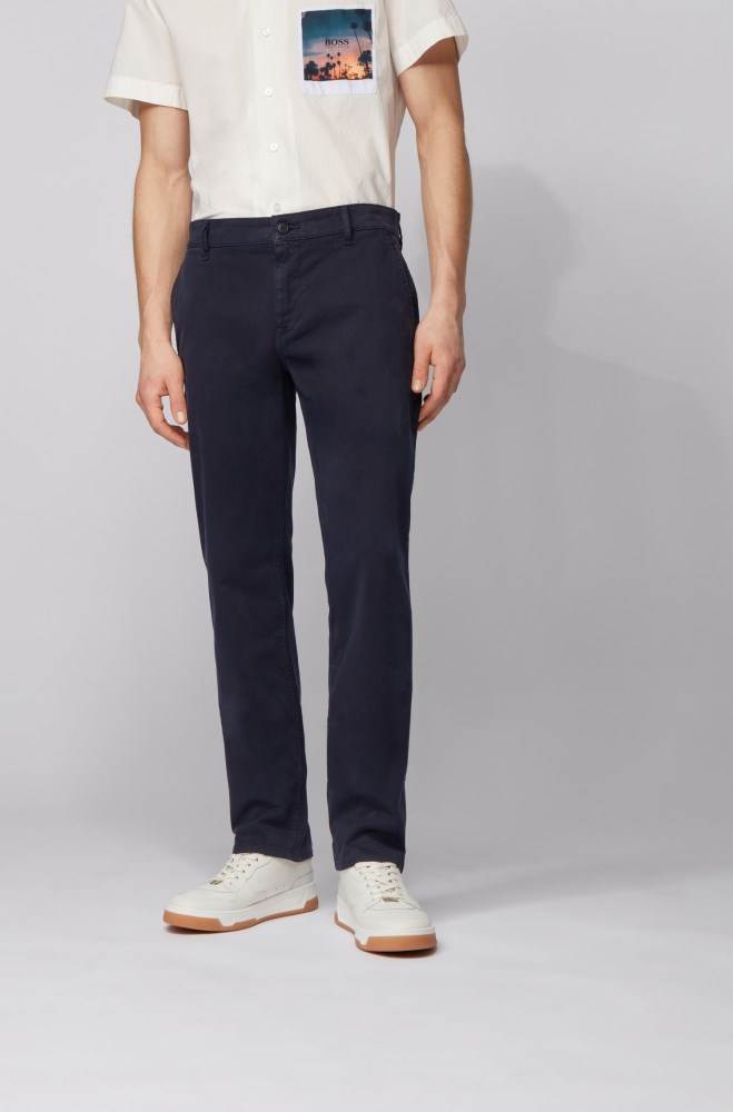 Hugo Boss Regular-fit casual chinos Mørke Blå | vP2cS3KM