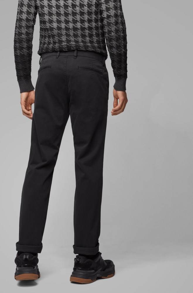 Hugo Boss Regular-fit casual chinos Svarte | qHfFvQmT