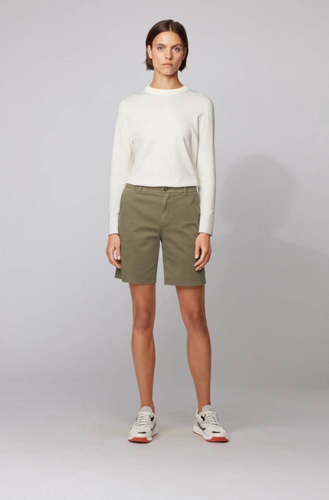 Hugo Boss Regular-fit chino shorts Khaki | 8pyLjXDr