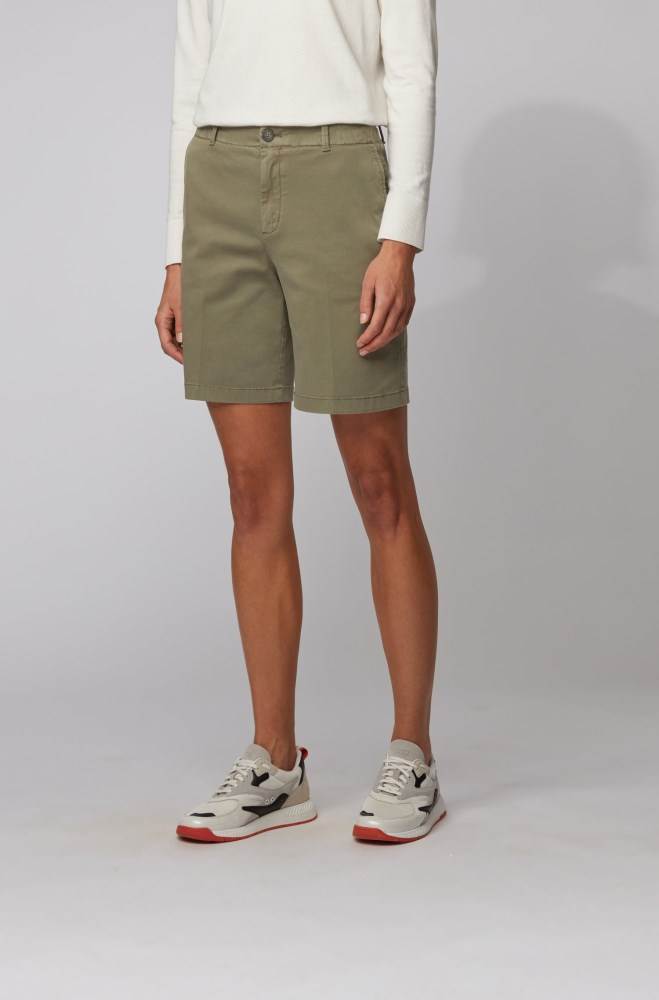 Hugo Boss Regular-fit chino shorts Khaki | 8pyLjXDr