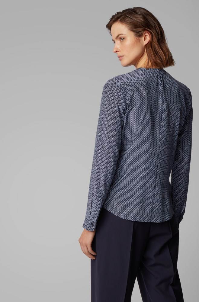 Hugo Boss Regular-fit collarless blouse Patterned | JGLSJTCm