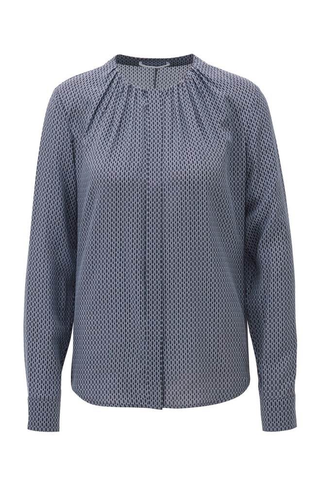 Hugo Boss Regular-fit collarless blouse Patterned | JGLSJTCm