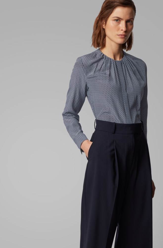 Hugo Boss Regular-fit collarless blouse Patterned | JGLSJTCm