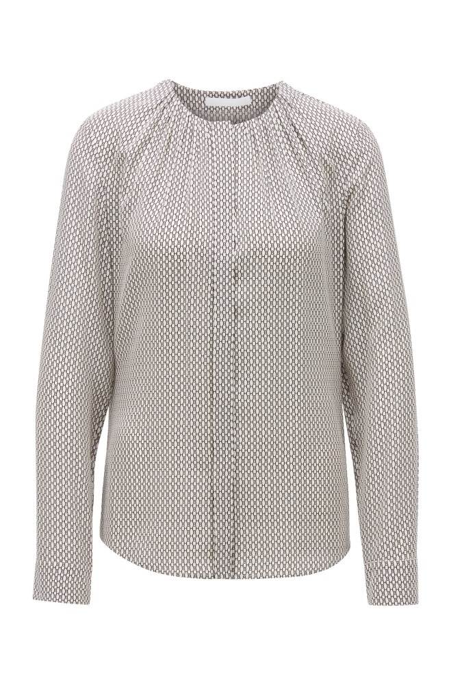 Hugo Boss Regular-fit collarless blouse Patterned | SBZROm4C