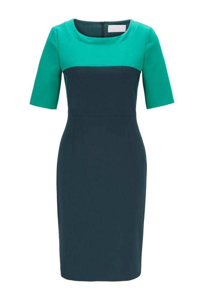 Hugo Boss Regular-fit colour-block dress Mørke Grønn | kwQT4yFh