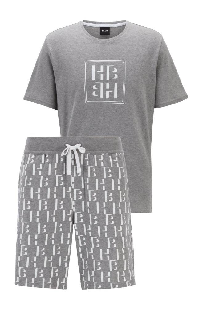 Hugo Boss Regular-fit cotton pyjama set Grå | u0PVGgUf