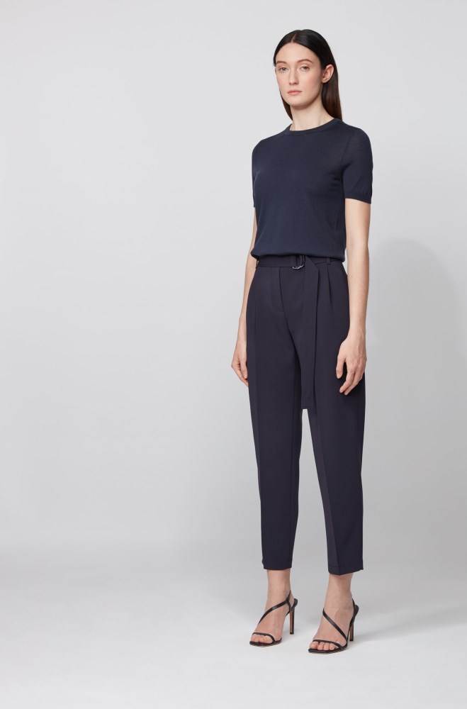 Hugo Boss Regular-fit crepe trousers Blå | t3ZZSEcz