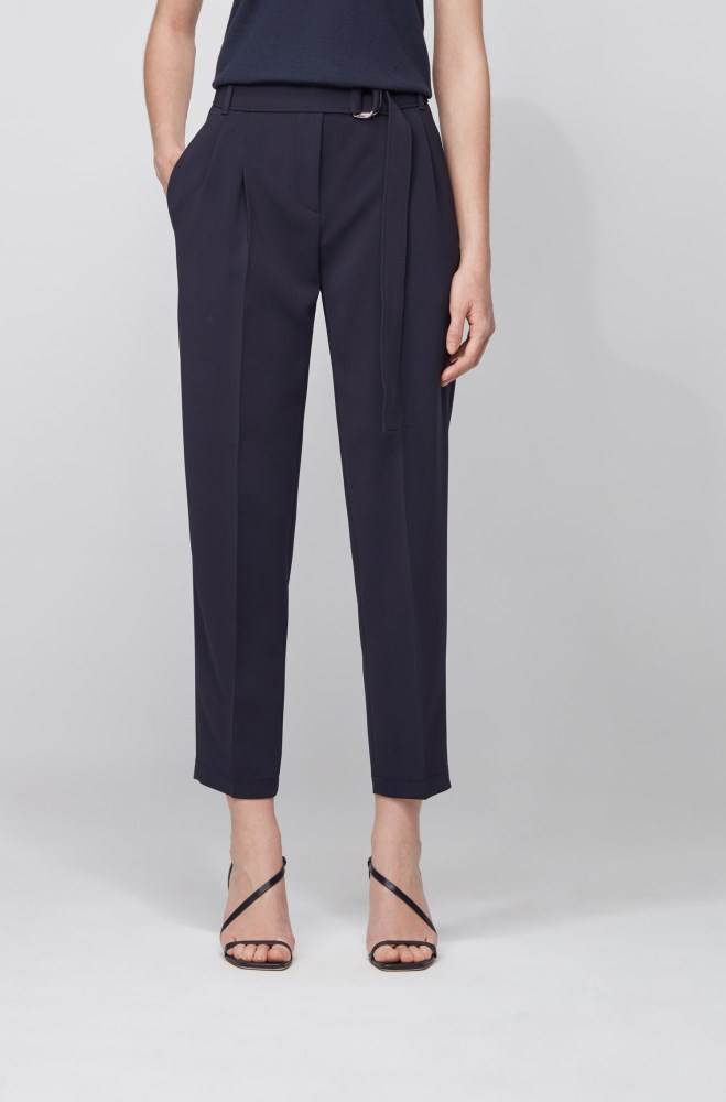 Hugo Boss Regular-fit crepe trousers Blå | t3ZZSEcz