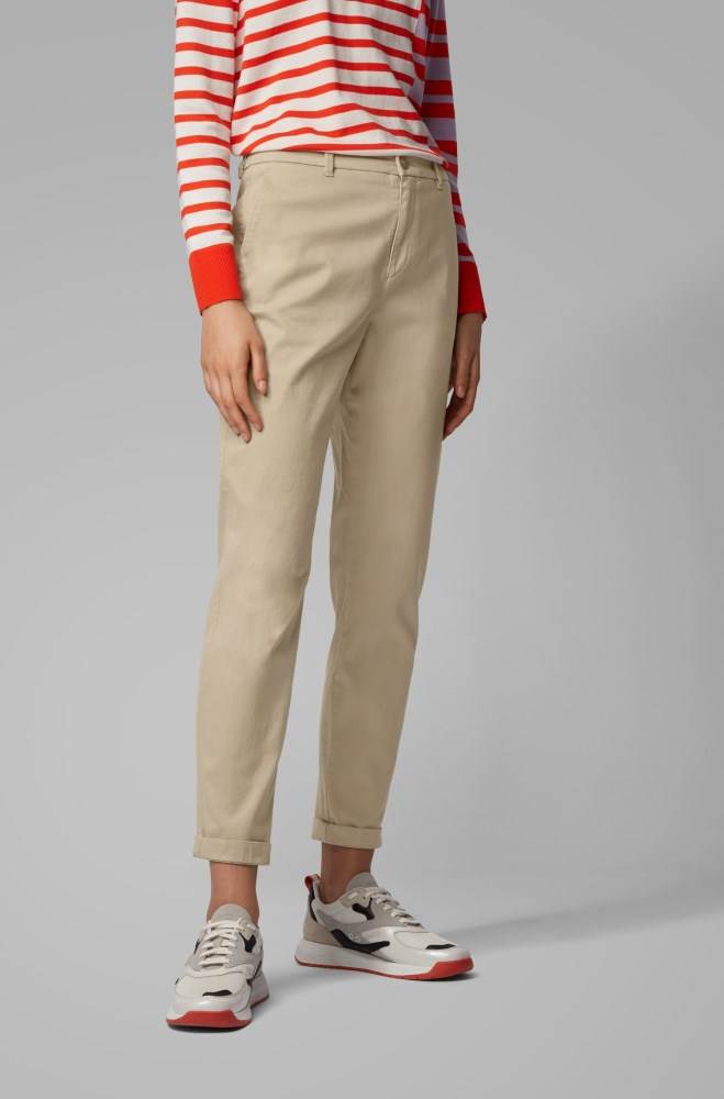 Hugo Boss Regular-fit cropped chinos Beige | sLOY4dsz