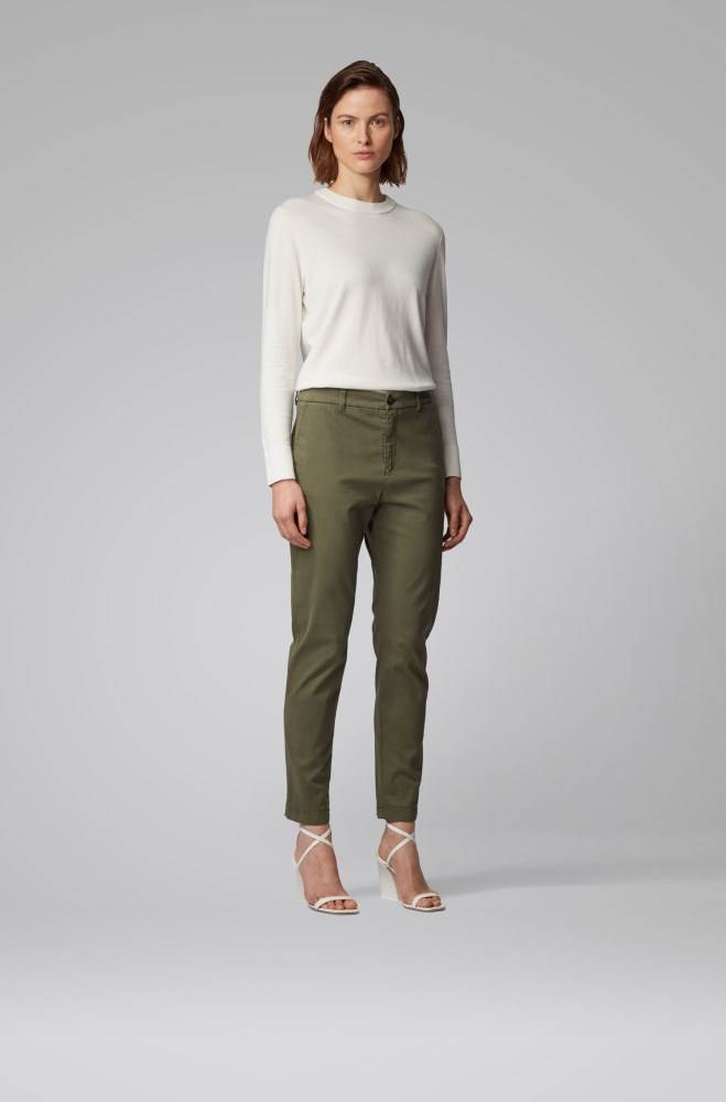 Hugo Boss Regular-fit cropped chinos Khaki | CPEdBsAB