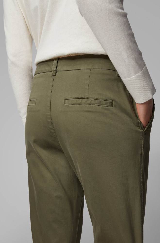 Hugo Boss Regular-fit cropped chinos Khaki | CPEdBsAB