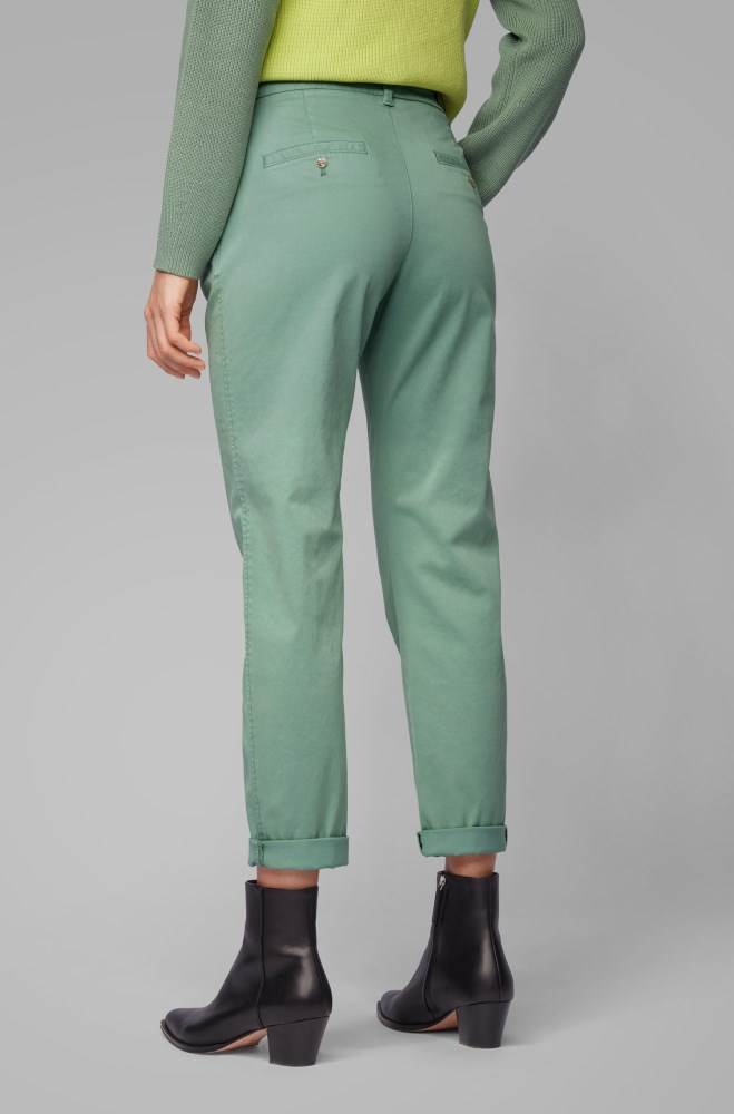 Hugo Boss Regular-fit cropped chinos Lyse Grønn | SoMLTyL6