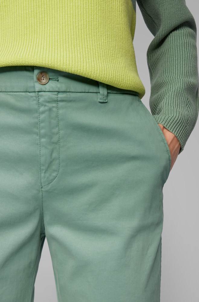 Hugo Boss Regular-fit cropped chinos Lyse Grønn | SoMLTyL6