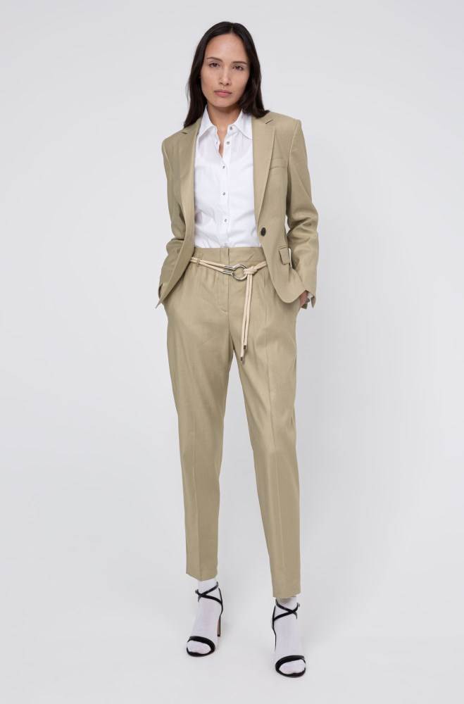 Hugo Boss Regular-fit cropped jacket Beige | Zlt3GqQP