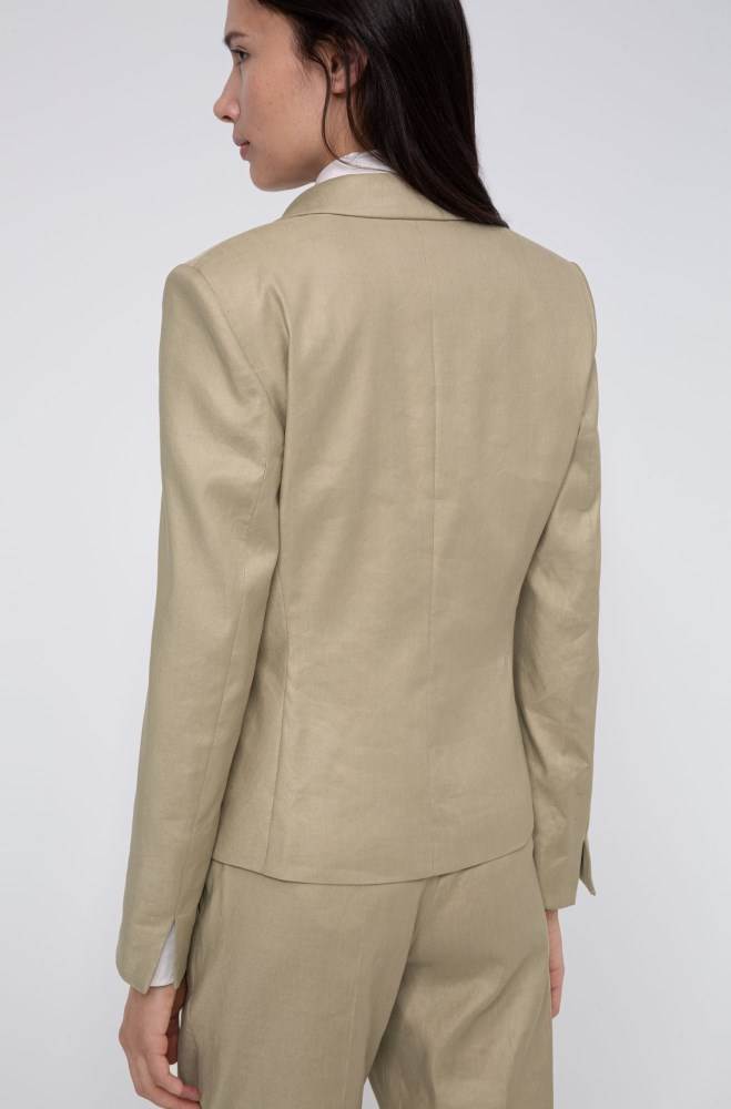 Hugo Boss Regular-fit cropped jacket Beige | Zlt3GqQP