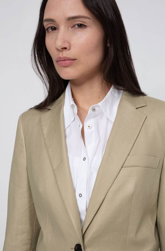 Hugo Boss Regular-fit cropped jacket Beige | Zlt3GqQP