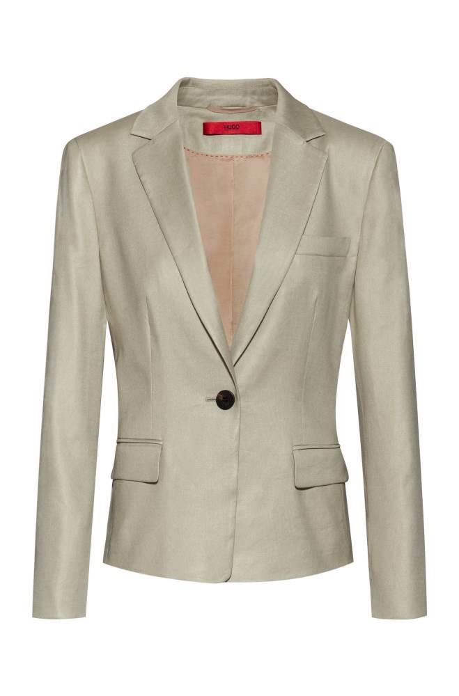 Hugo Boss Regular-fit cropped jacket Beige | Zlt3GqQP