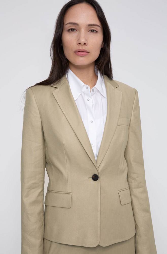 Hugo Boss Regular-fit cropped jacket Beige | Zlt3GqQP