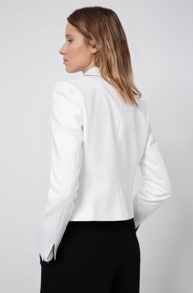 Hugo Boss Regular-fit cropped jacket Hvite | iky9NKdF