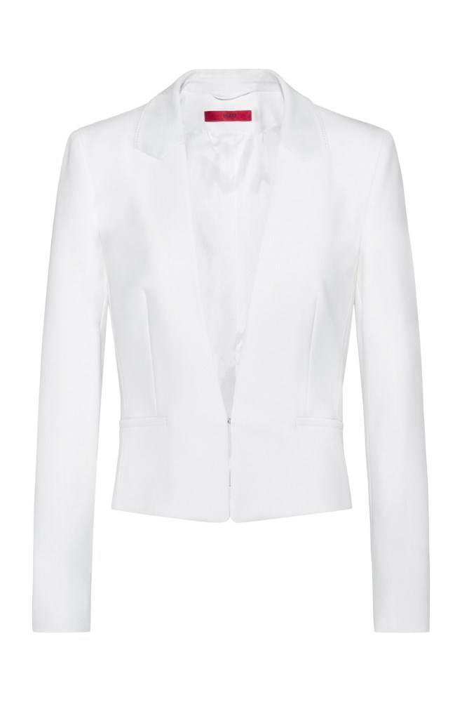 Hugo Boss Regular-fit cropped jacket Hvite | iky9NKdF