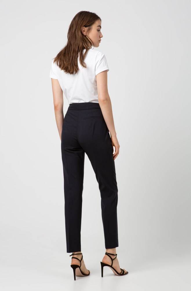 Hugo Boss Regular-fit cropped trousers Mørke Blå | Ma3TtGGw